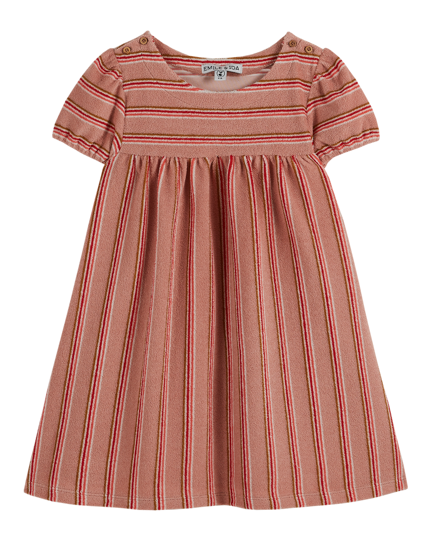 Rosette striped terry cloth dress