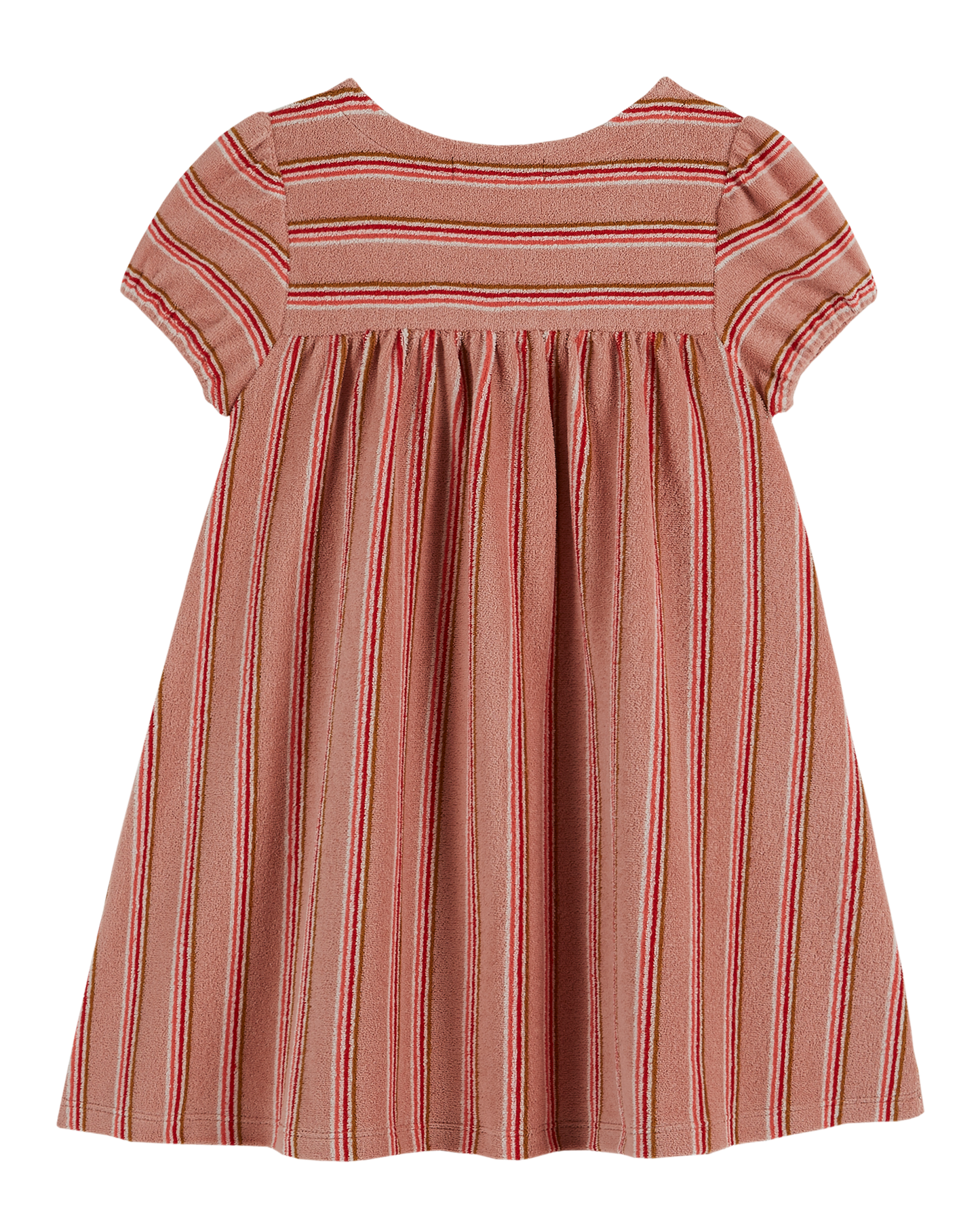 Rosette striped terry cloth dress