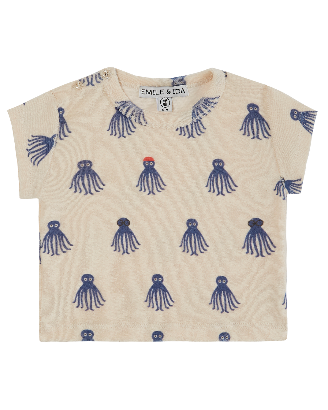 T-shirt éponge bébé octopus bleu