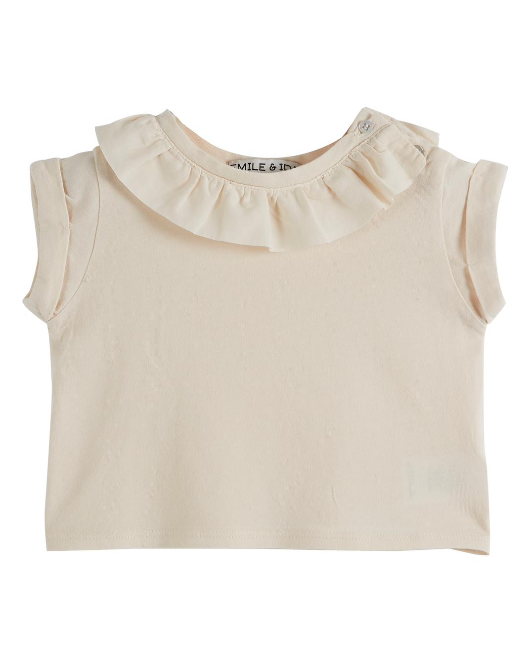 T-shirt coton bio collerette crème