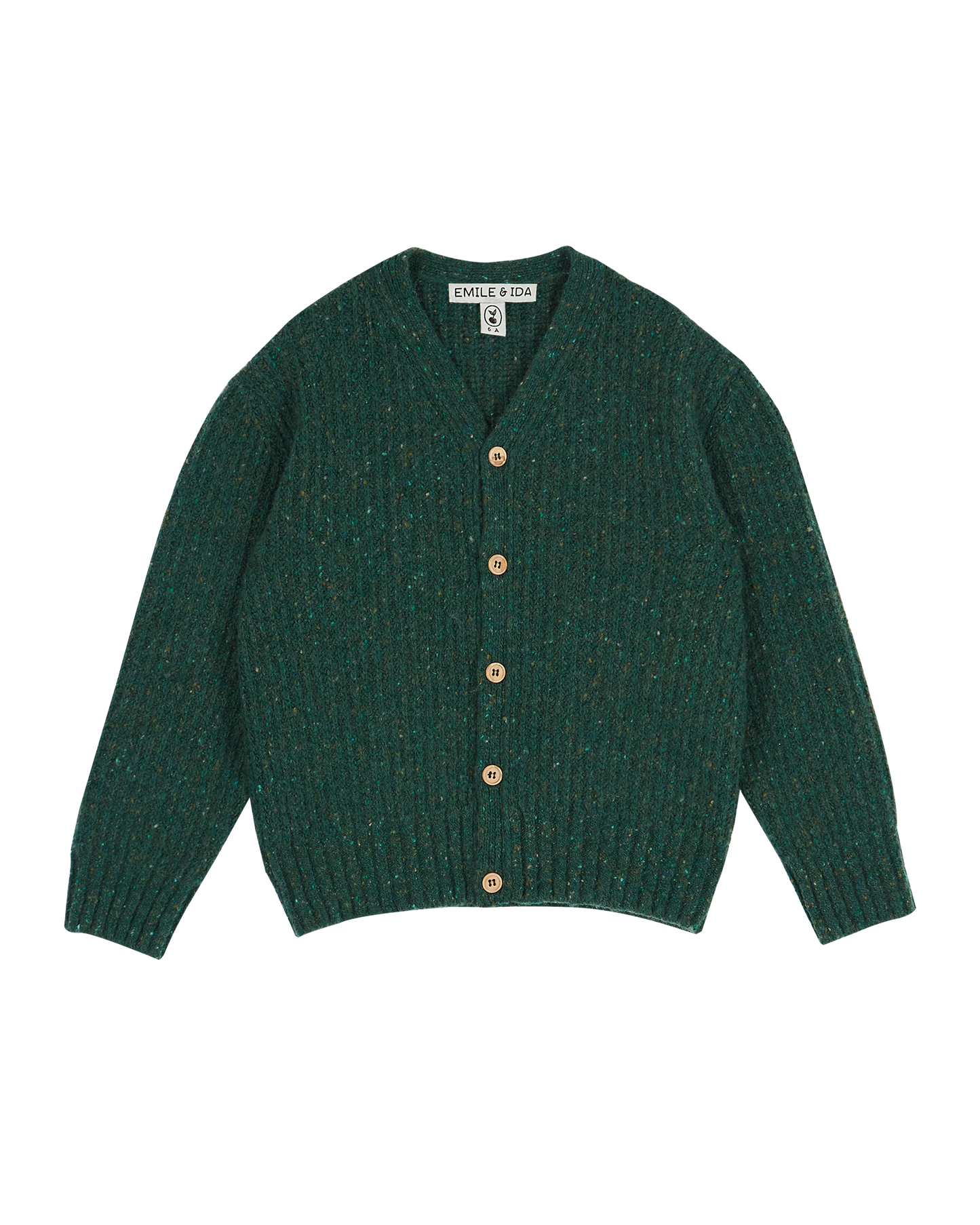 Cardigan oversize laine recyclée vert puce
