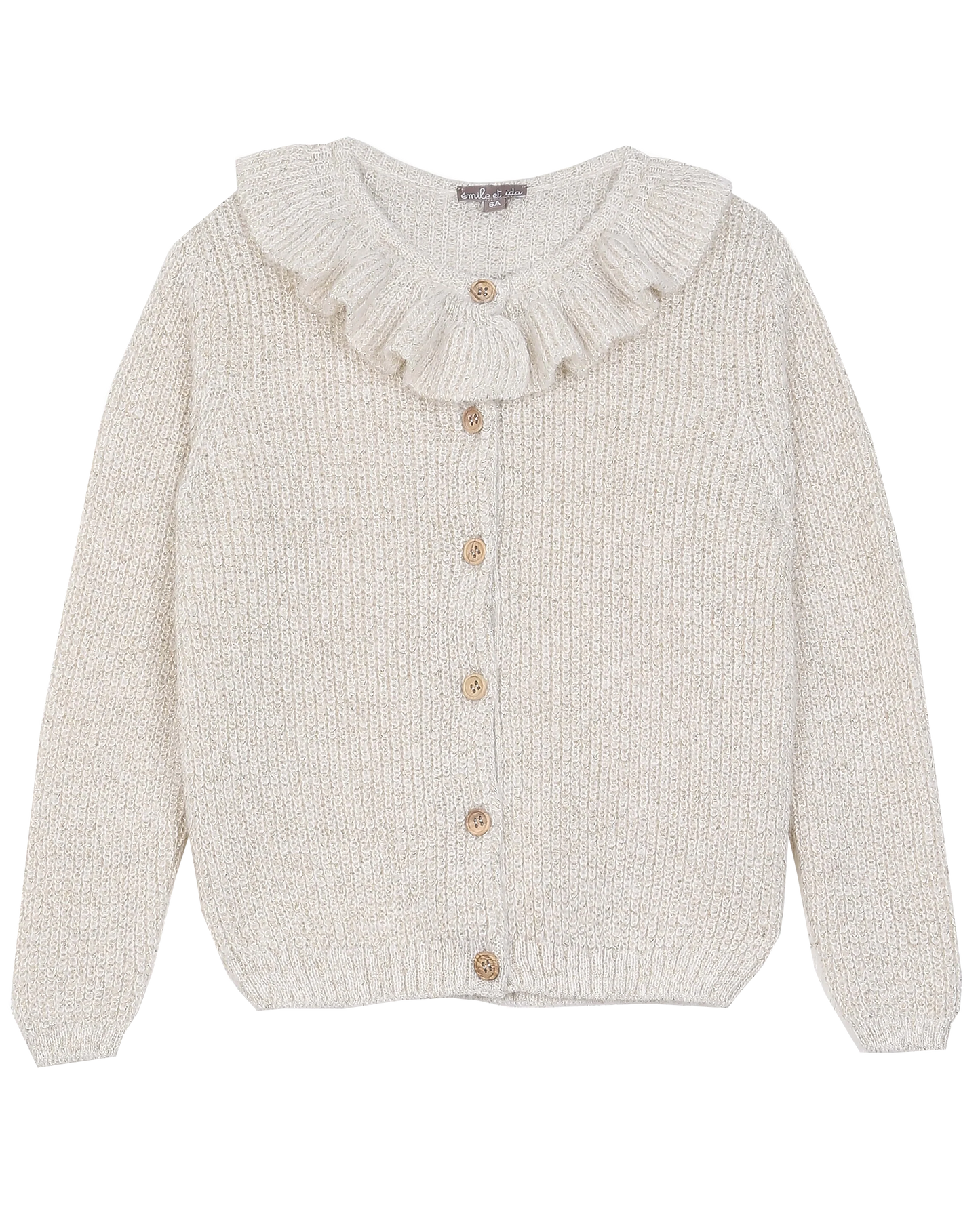 Cardigan collerette bébé écru lurex