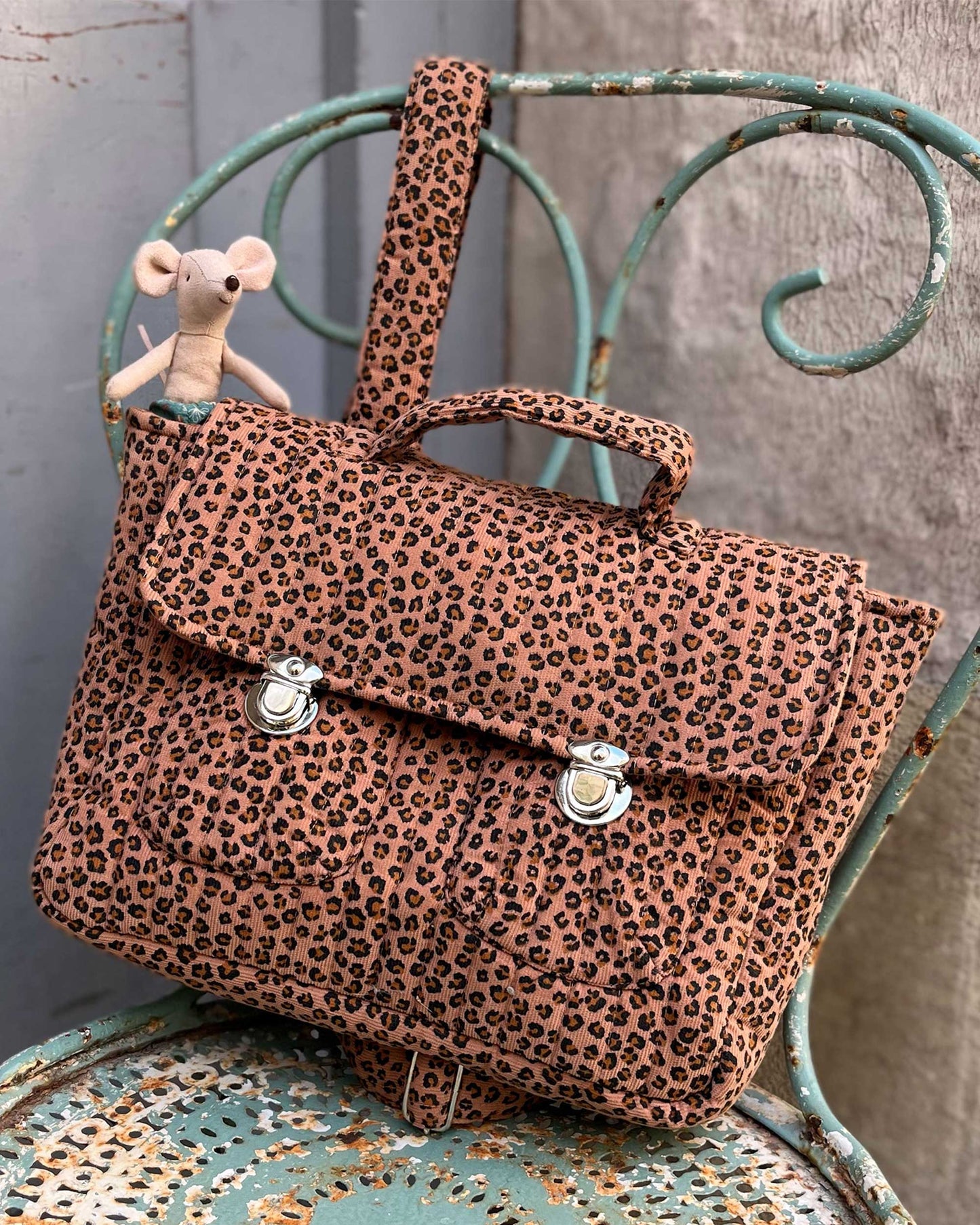 Cartable coton matelassé léo caramel
