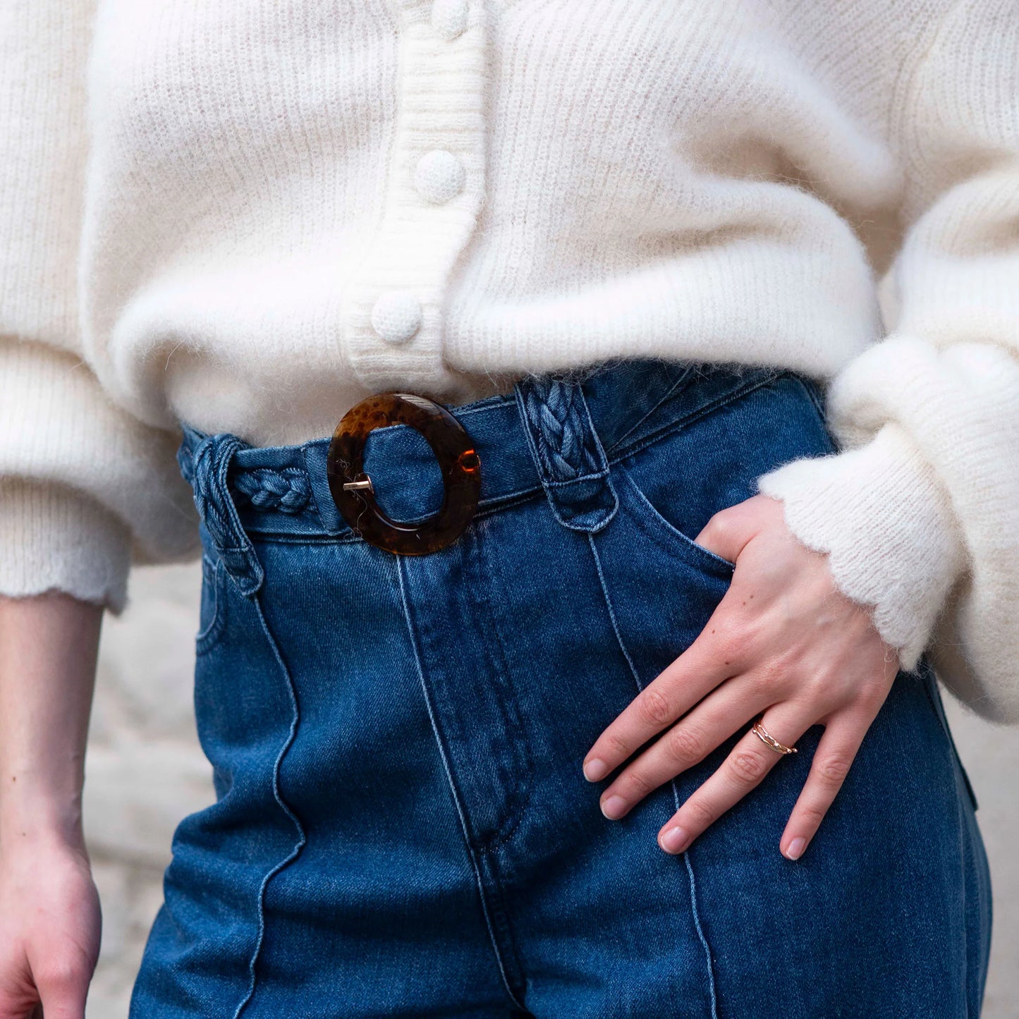 Ceinture tressée denim