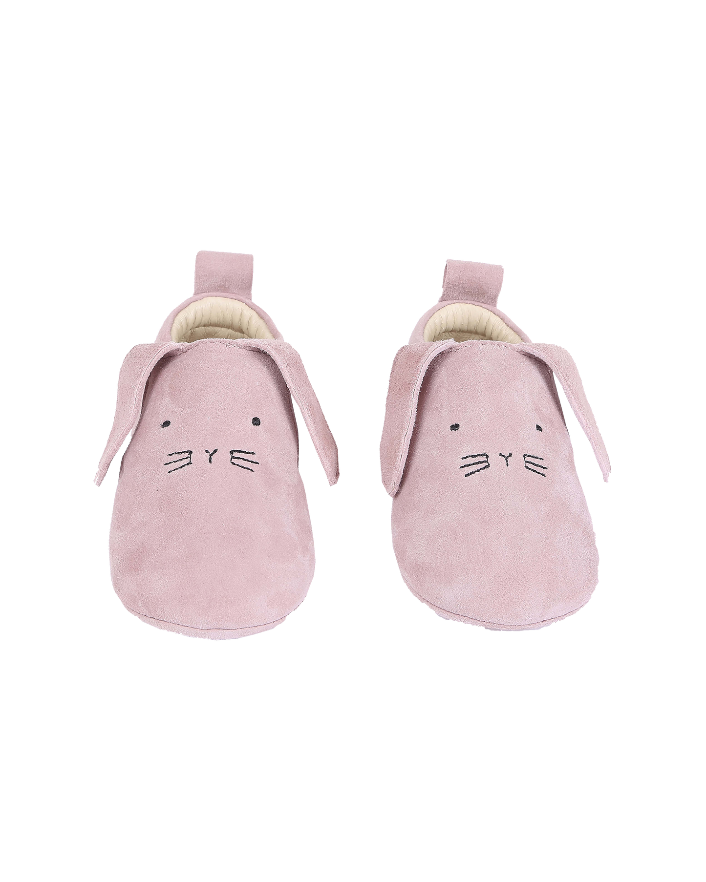 Chaussons bébé lapin en cuir blush