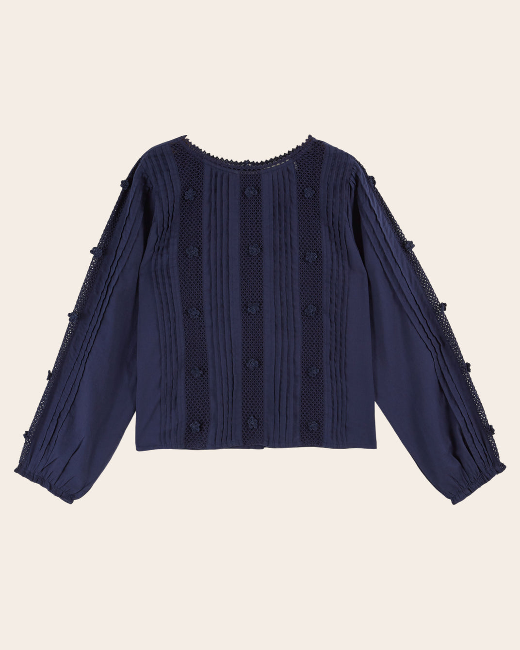 Blouse - Dentelle fleurs brodées navy