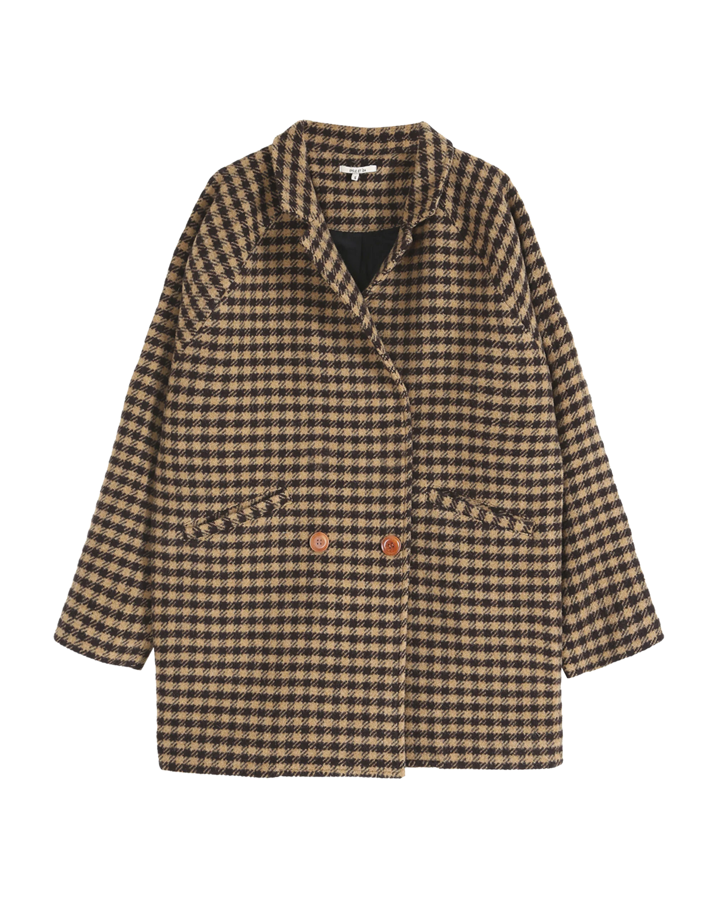 Manteau laine vichy beige