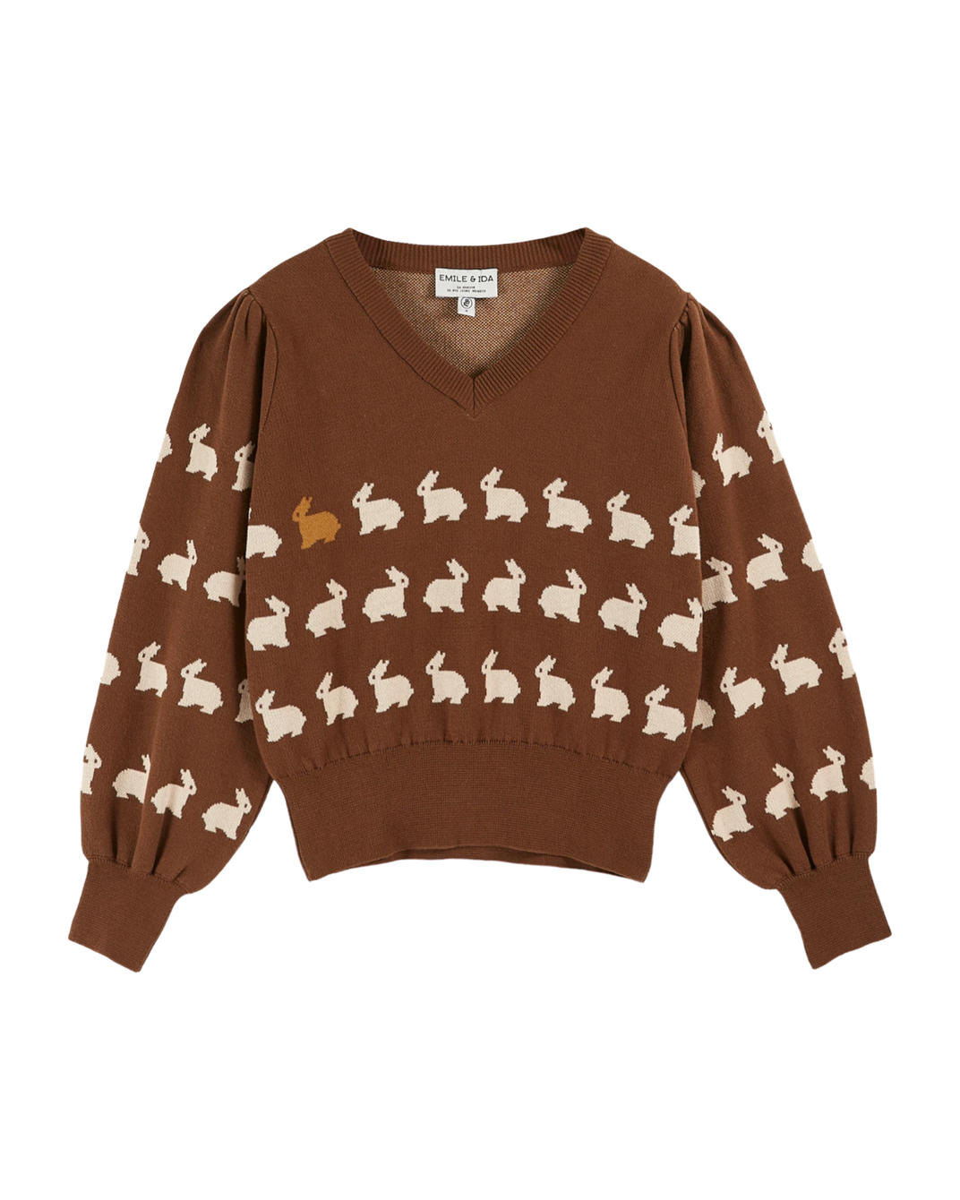 Pull jacquard lapin cacao