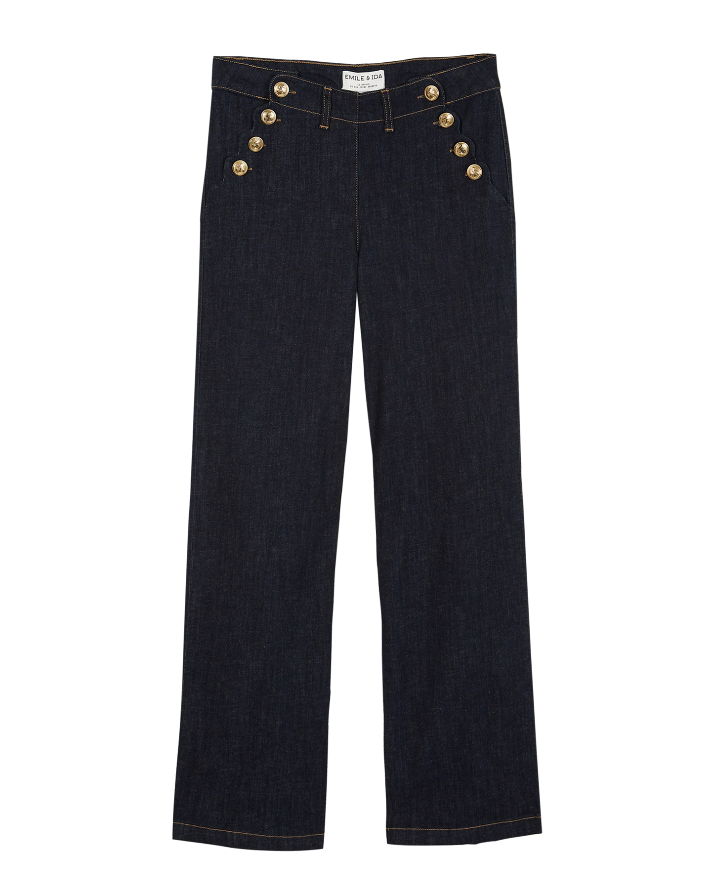 Pantalon à pont denim coton bio stretch medium bleach