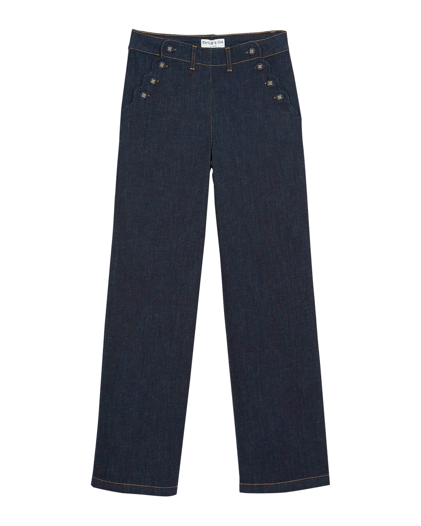 Pantalon à pont denim coton bio stretch brut