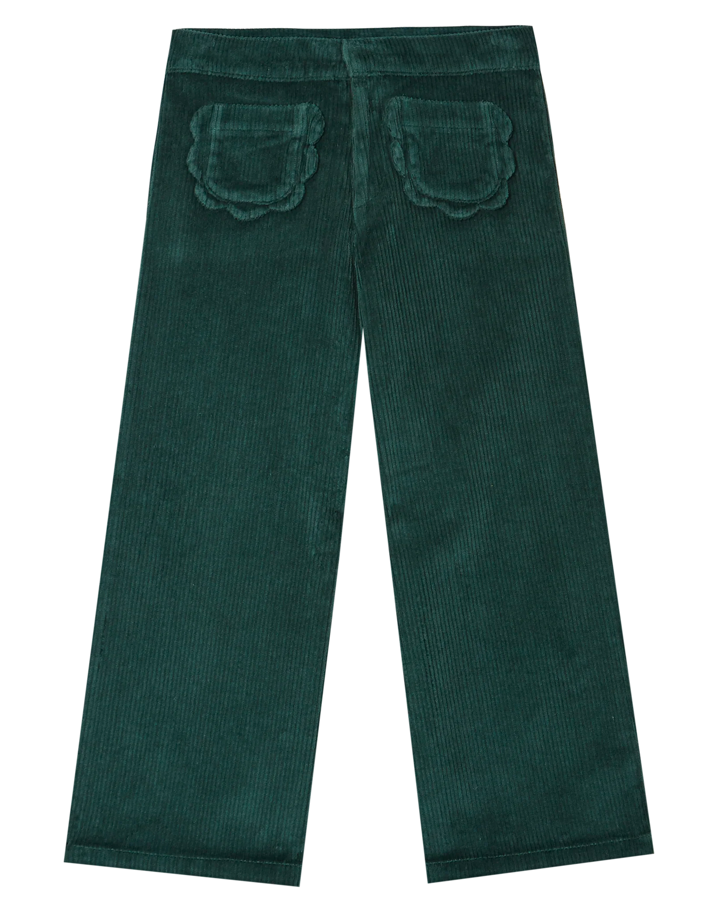 Pantalon poches fleurs velours cèdre