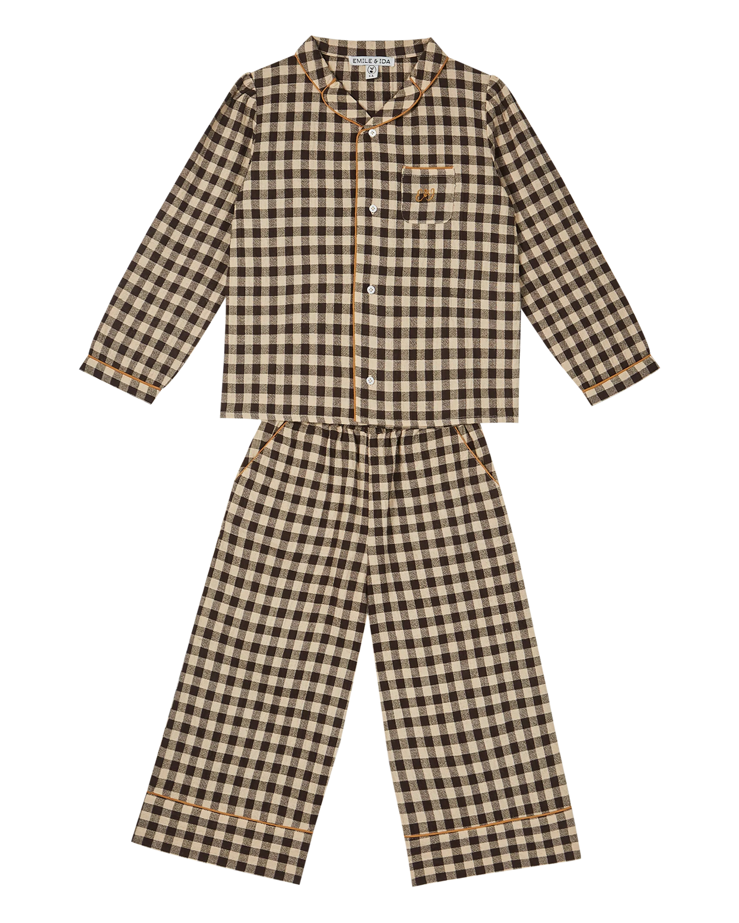 Pyjama coton vichy café