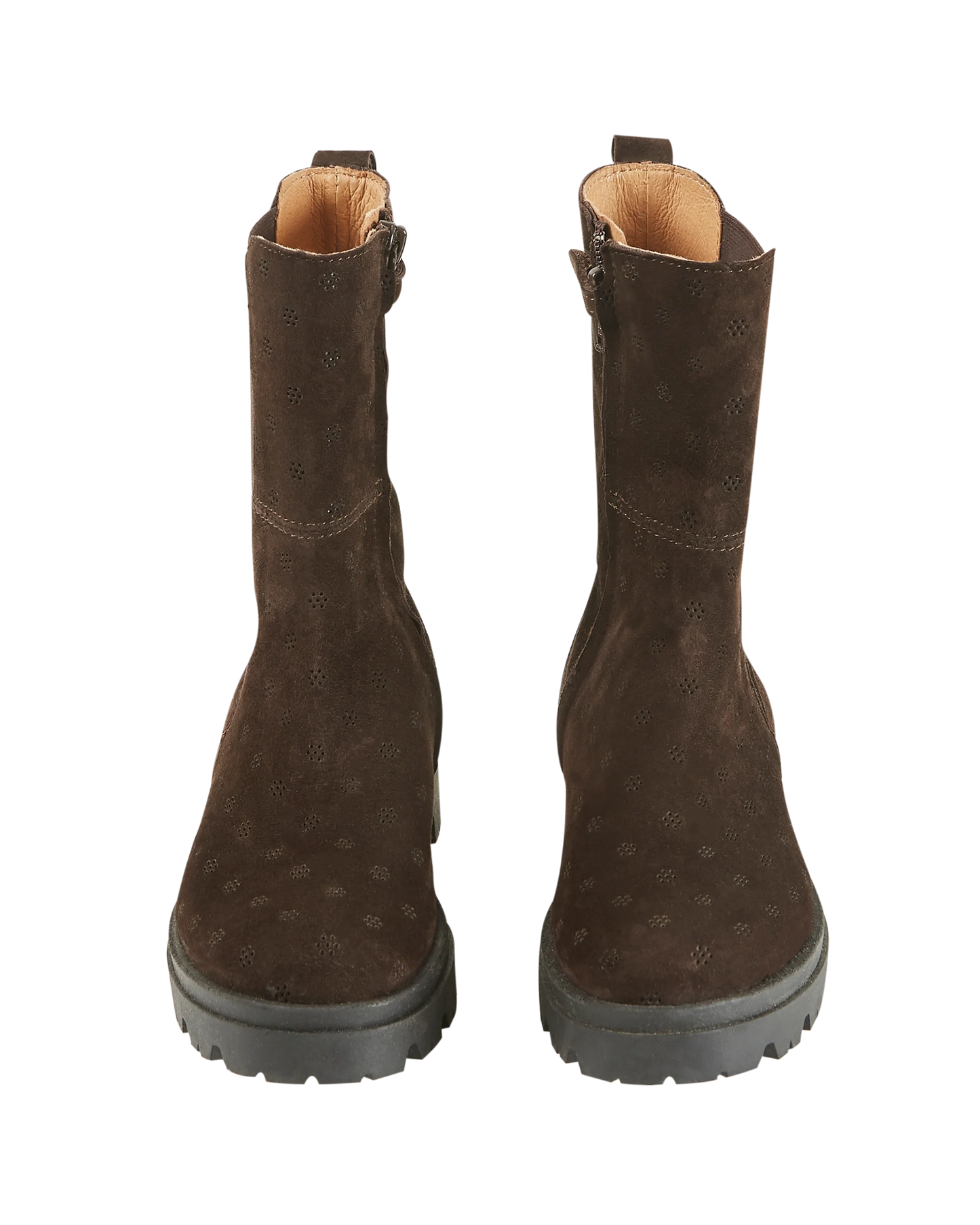 Boots cuir velours ajouré ébène