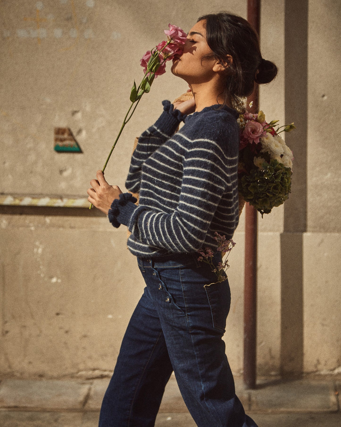 Pantalon à pont denim coton bio stretch brut