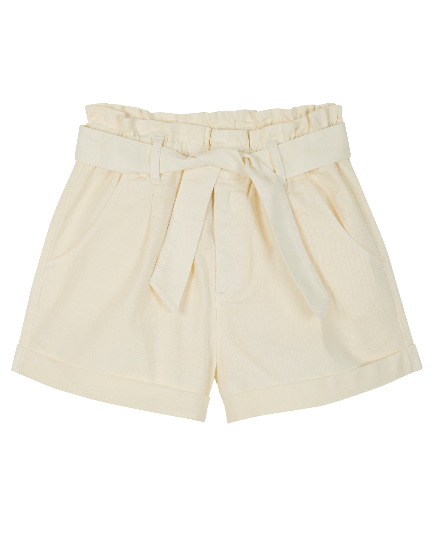 Short ceinturé coton stretch écru