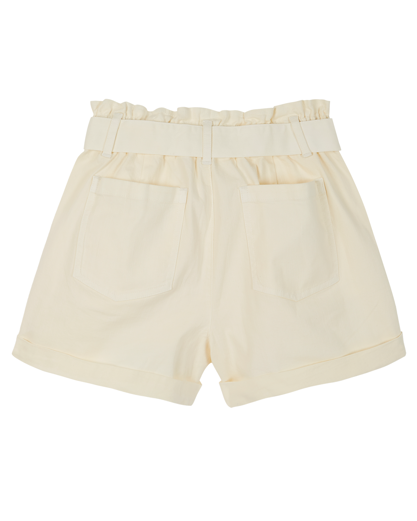 Short ceinturé coton stretch écru