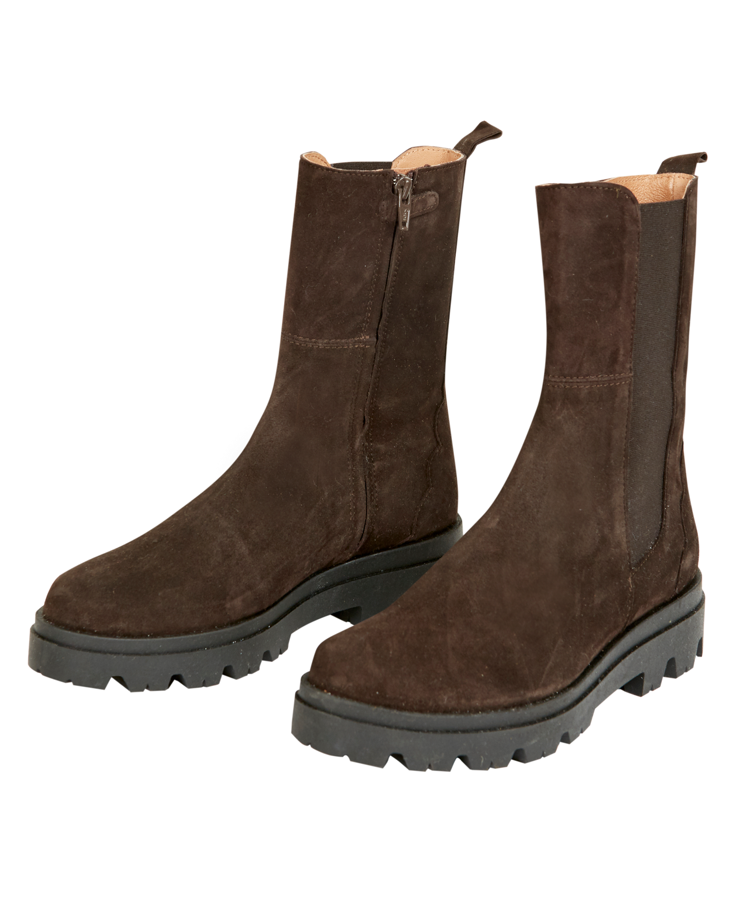 Boots femme cuir velours cacao