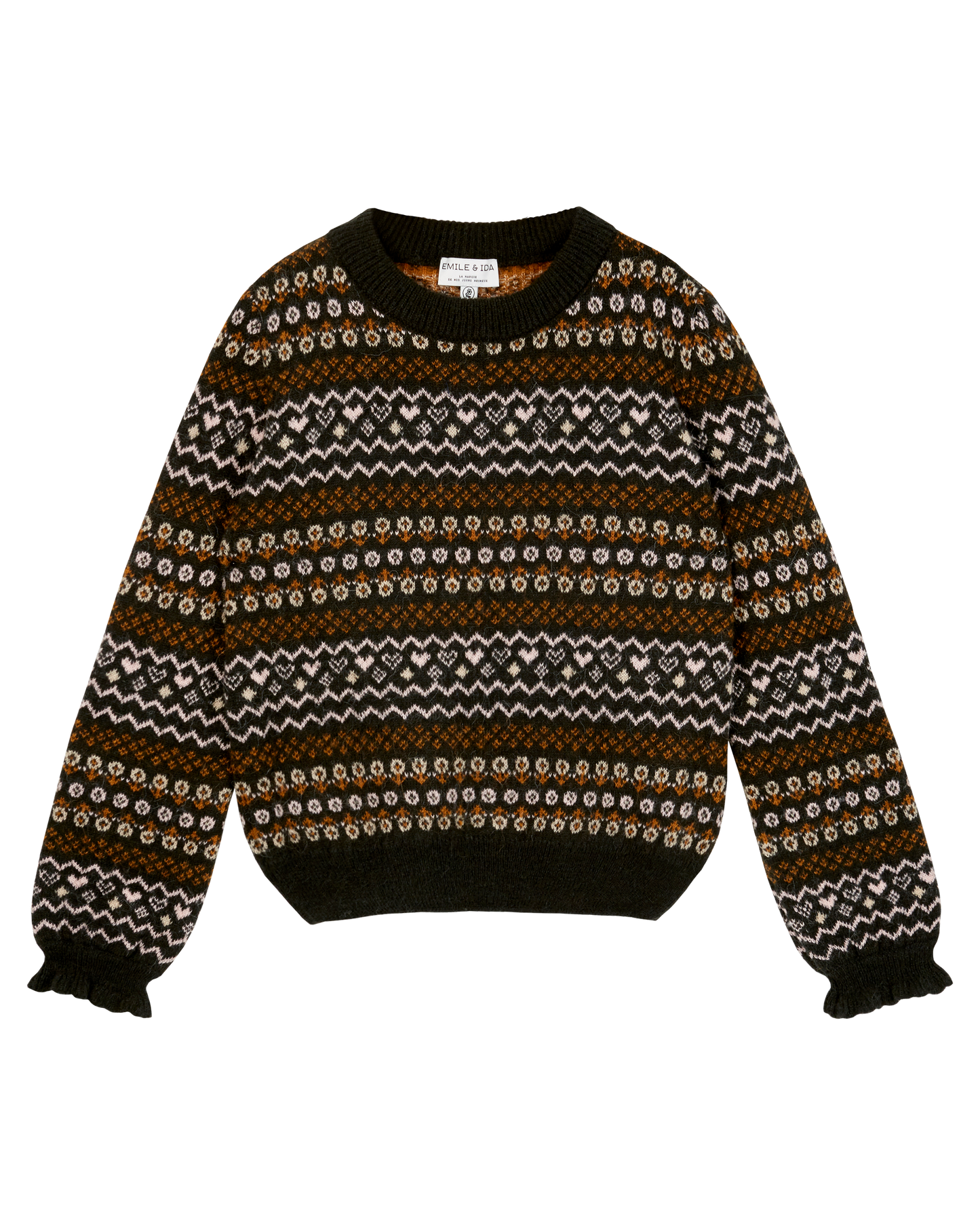 Pull femme jacquard bitume