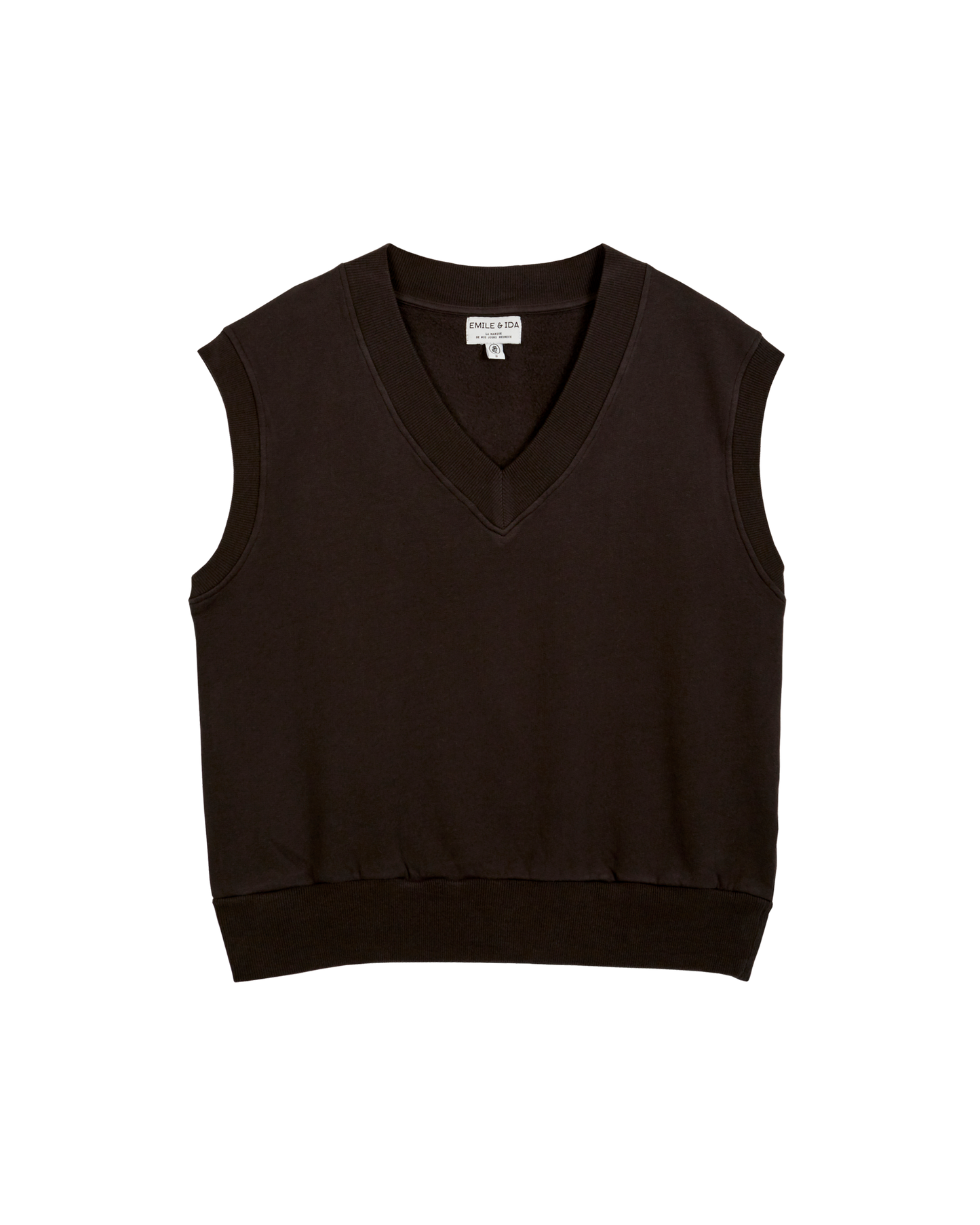 Pull sans manches coton bio bitume