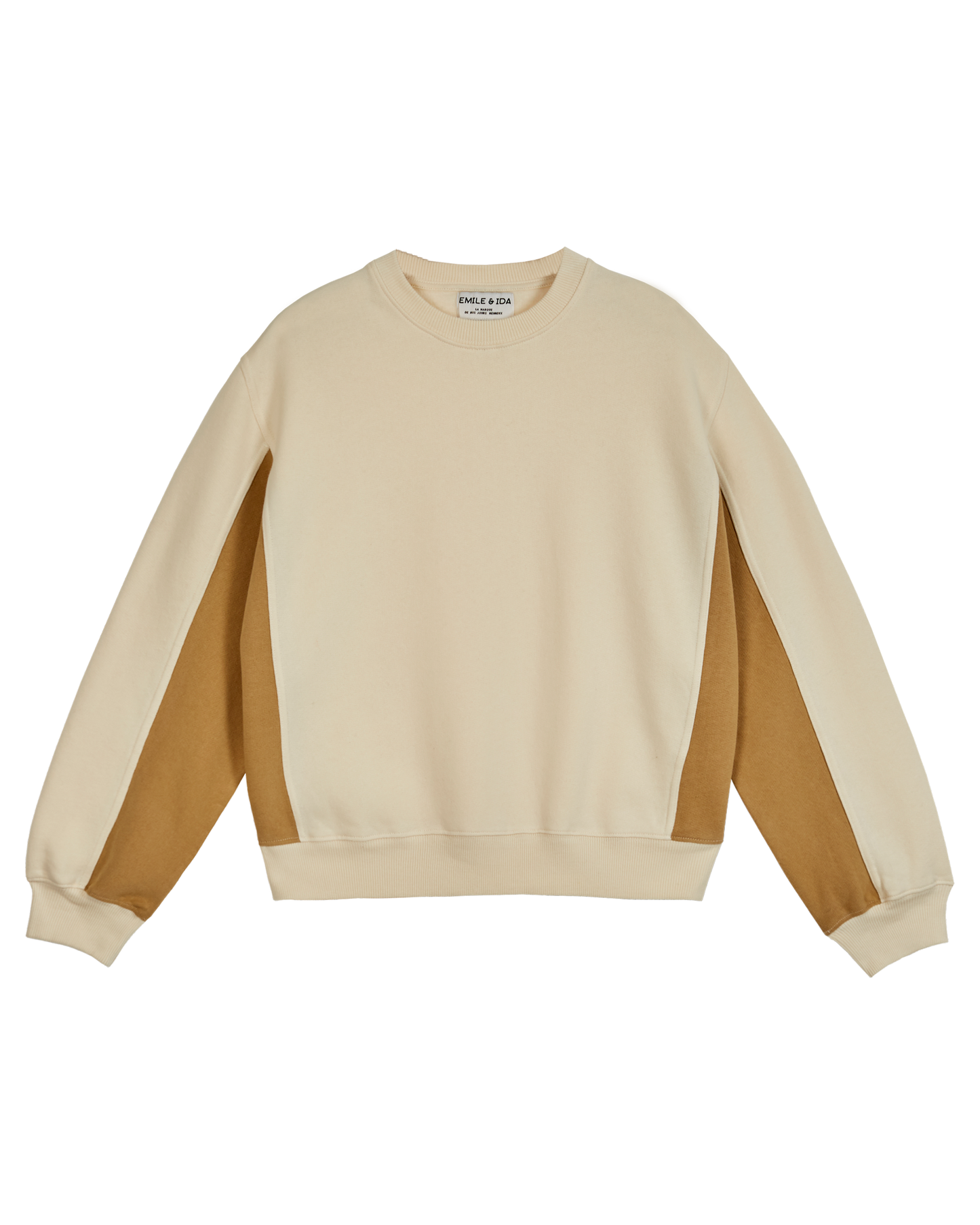 Sweat femme bicolore coton bio écru et beige