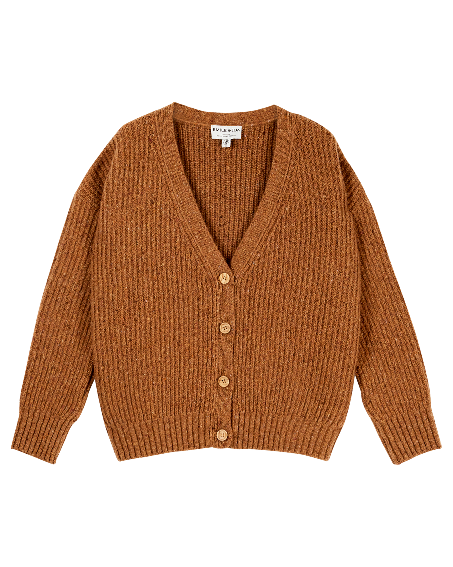 Cardigan femme oversize laine recyclée caramel