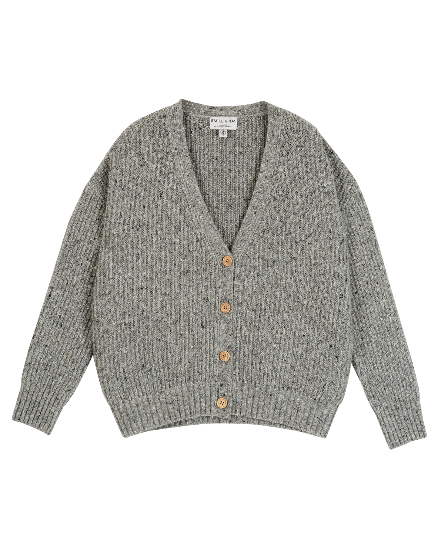 Cardigan femme oversize laine recyclée gris