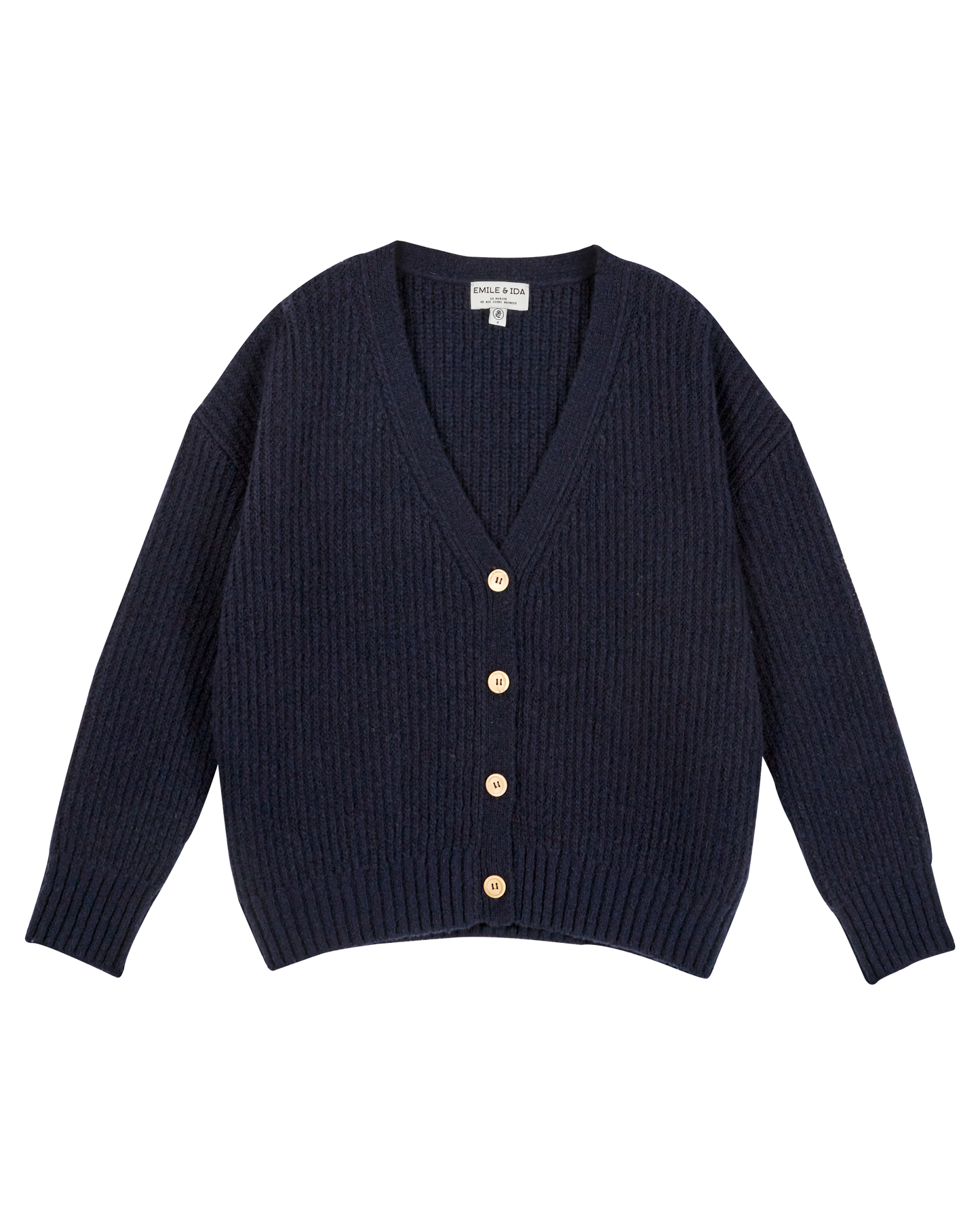 Cardigan femme oversize laine recyclée marine