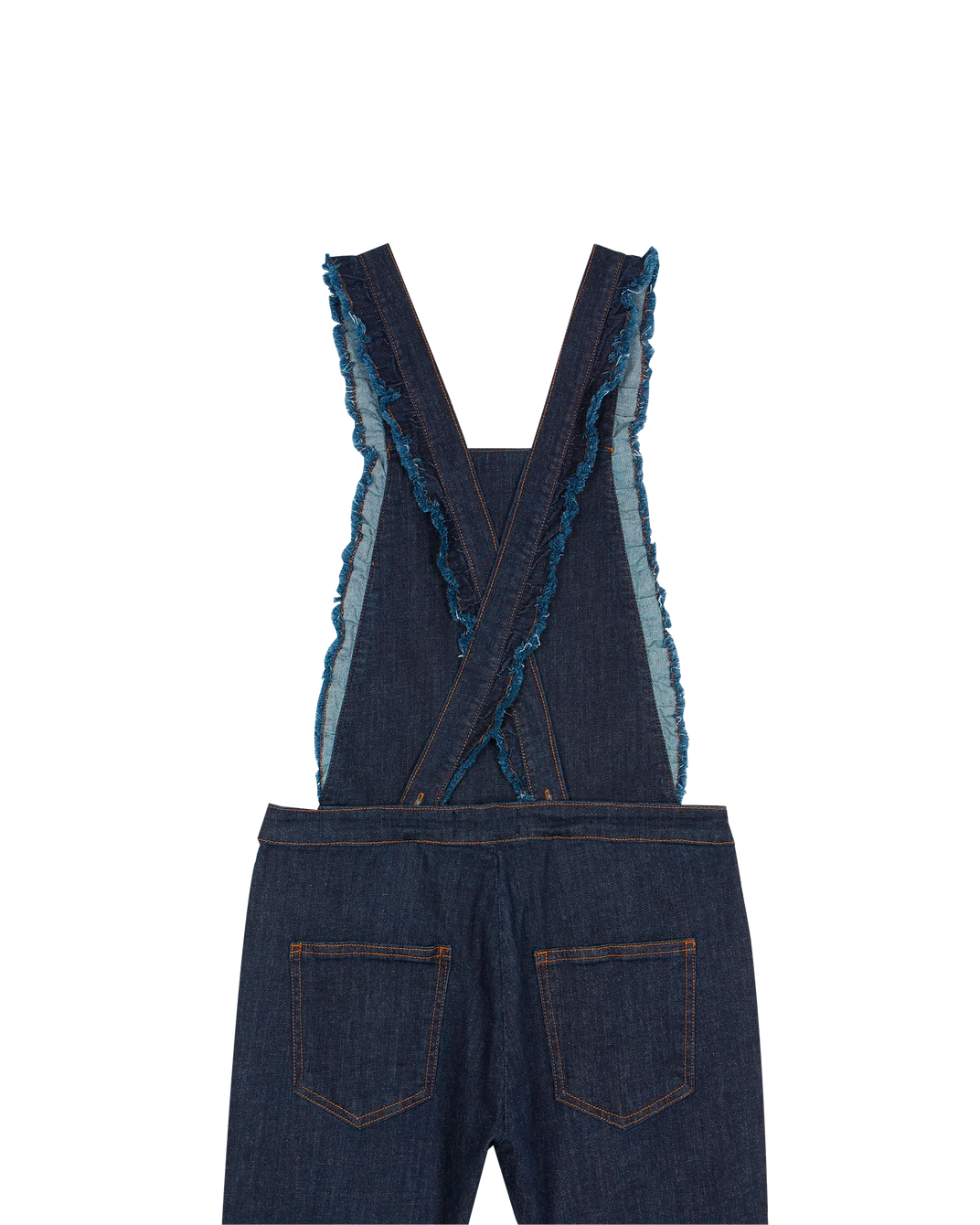 Salopette dos croisé coton bio denim bleu foncé