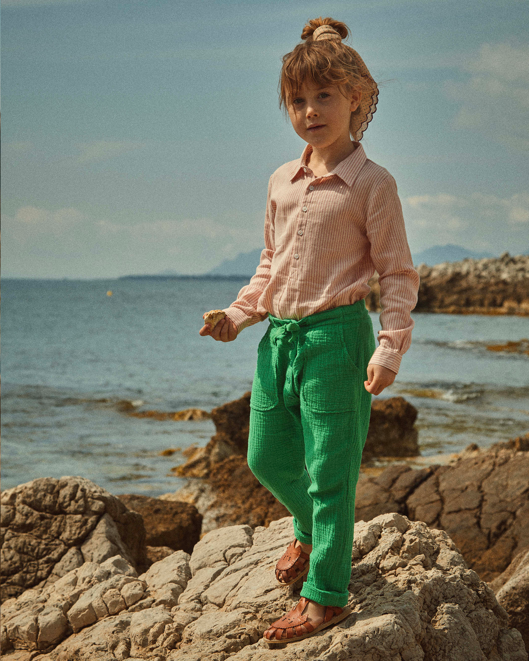 Kurta coton rayure rose