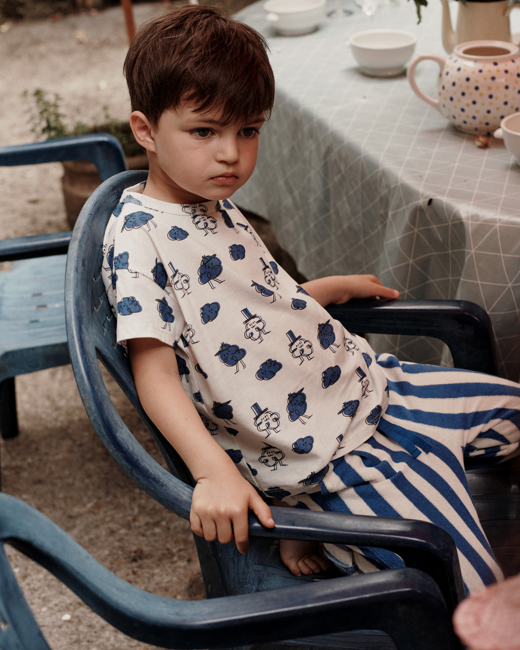 Tee-shirt coton bio écru nuage bleu