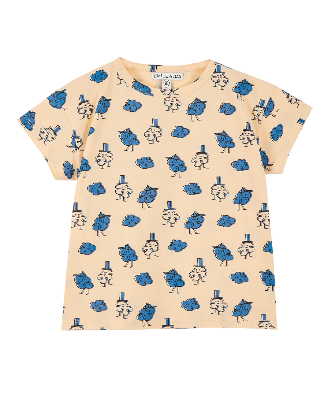 Tee-shirt coton bio orange nuage bleu