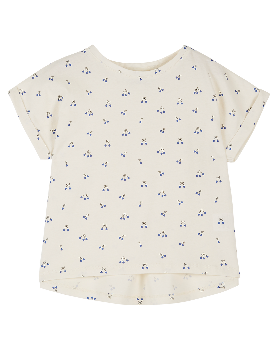 Tee-shirt coton bio écru griotte bleu