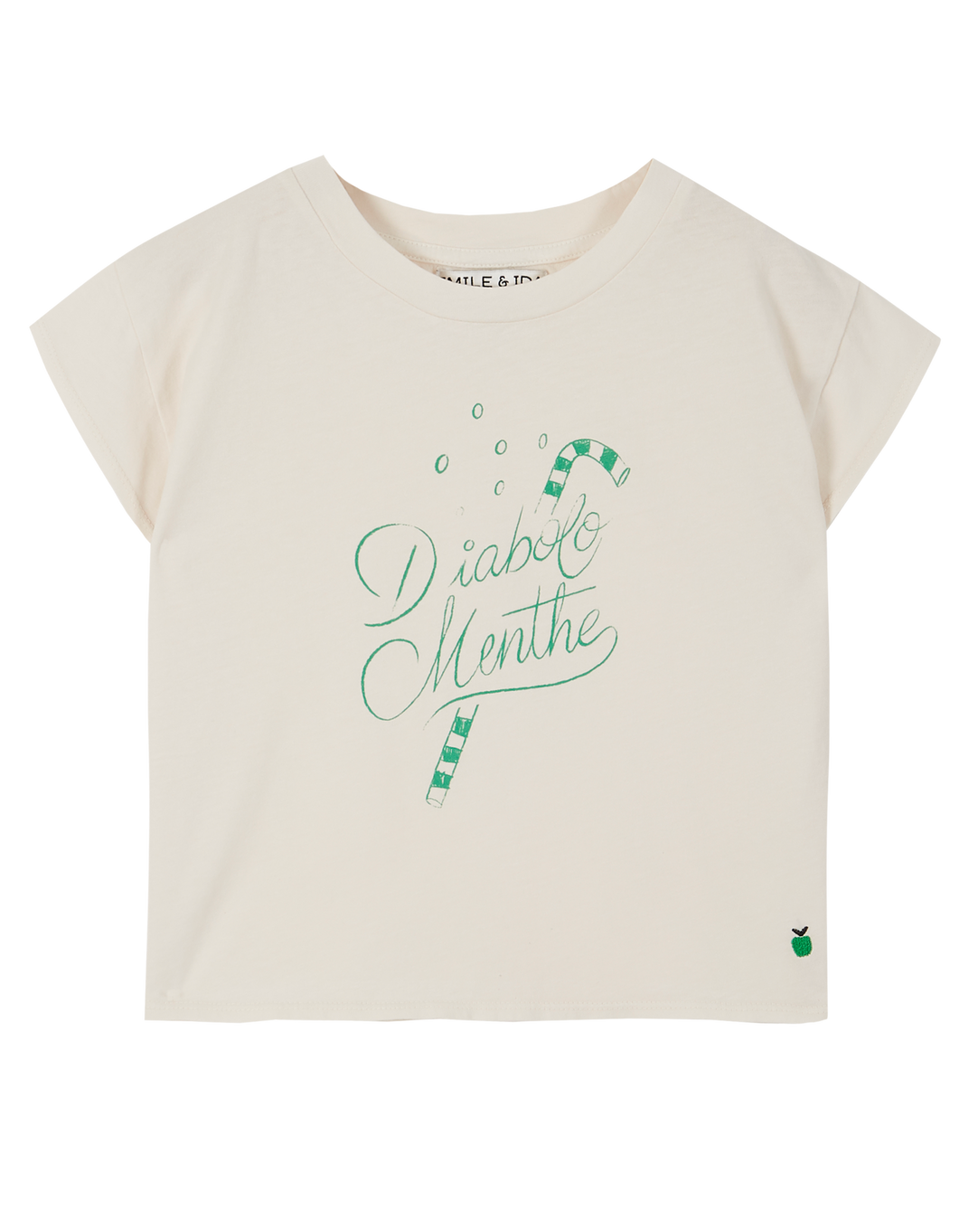Tee-shirt coton bio écru diabolo menthe