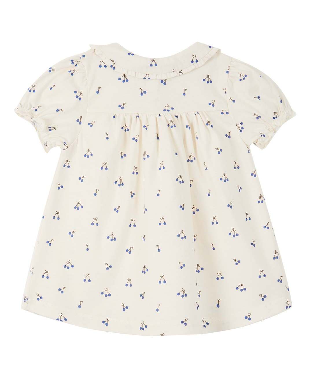 Organic cotton dress in ecru and blue cherry