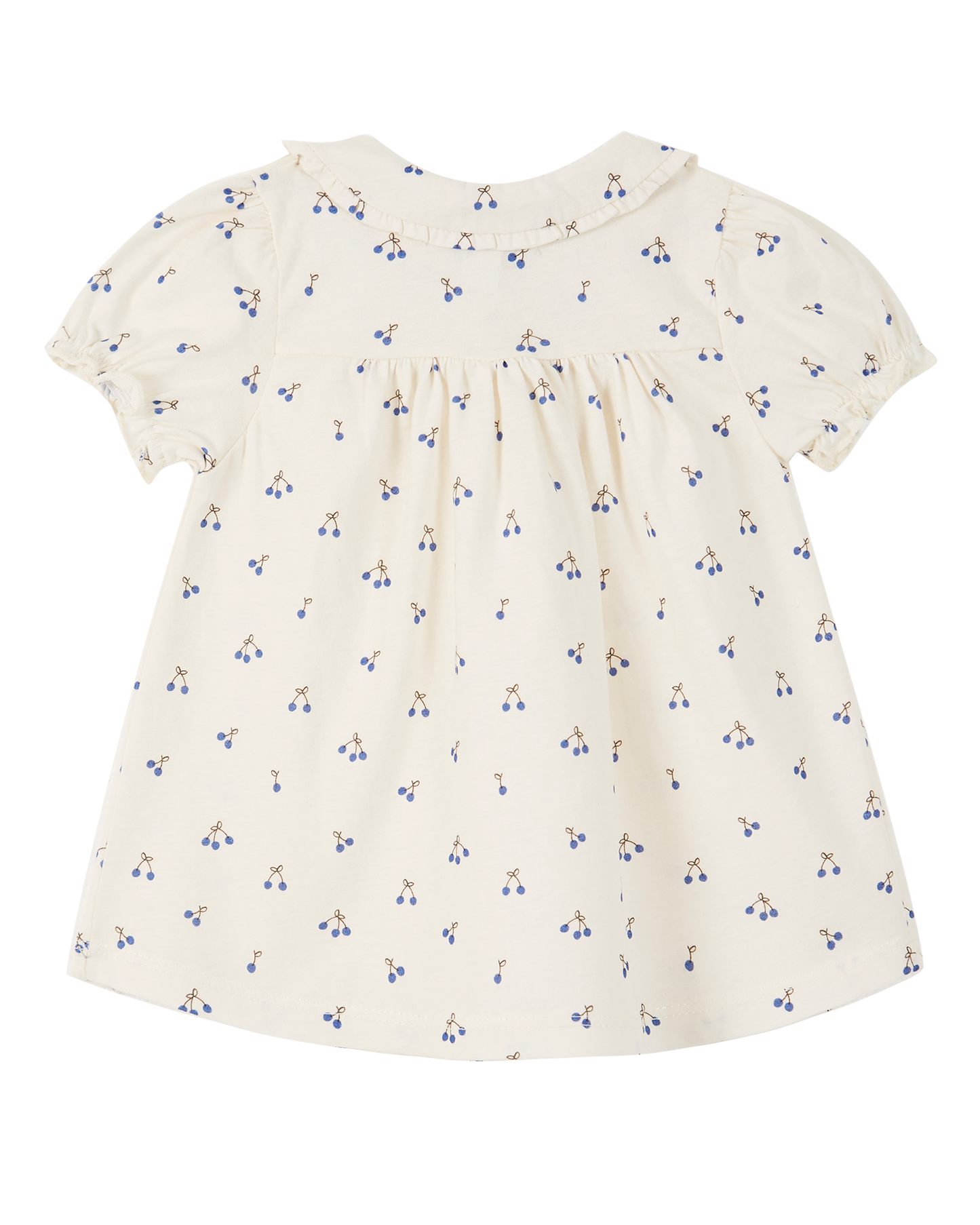 Organic cotton dress in ecru and blue cherry