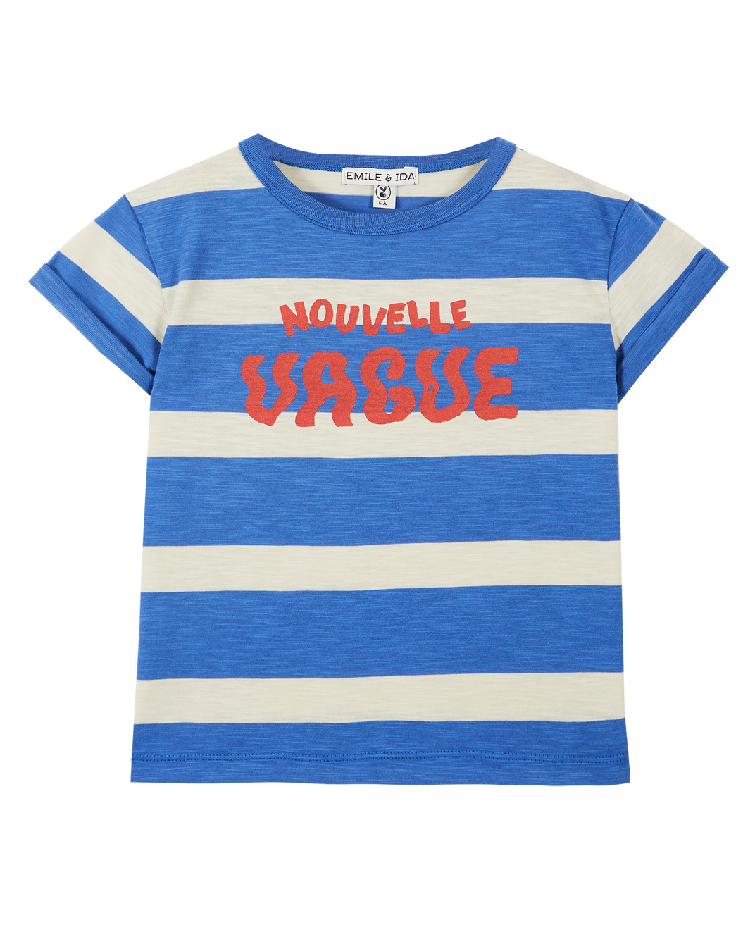 Tee-shirt coton bio Nouvelle Vague céleste et écru