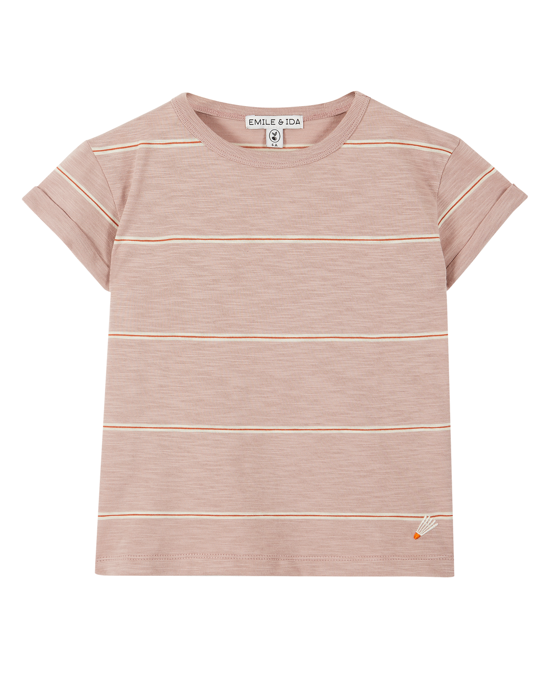 Tee-shirt coton bio rayures mauve