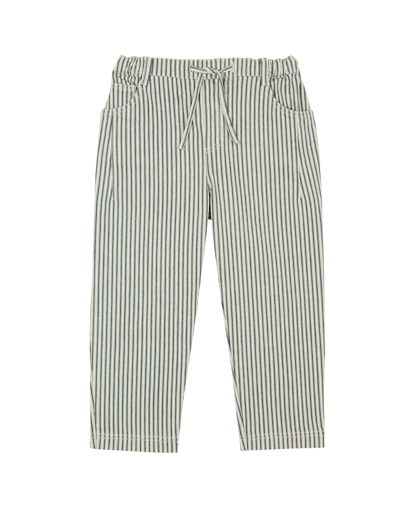 Pantalon coton rayure verte