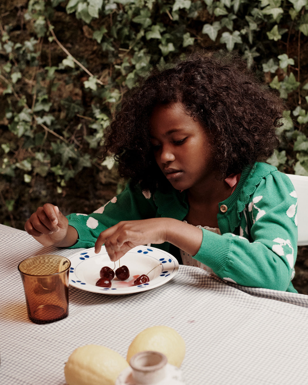 Cardigan cerise coton bio garden et écru