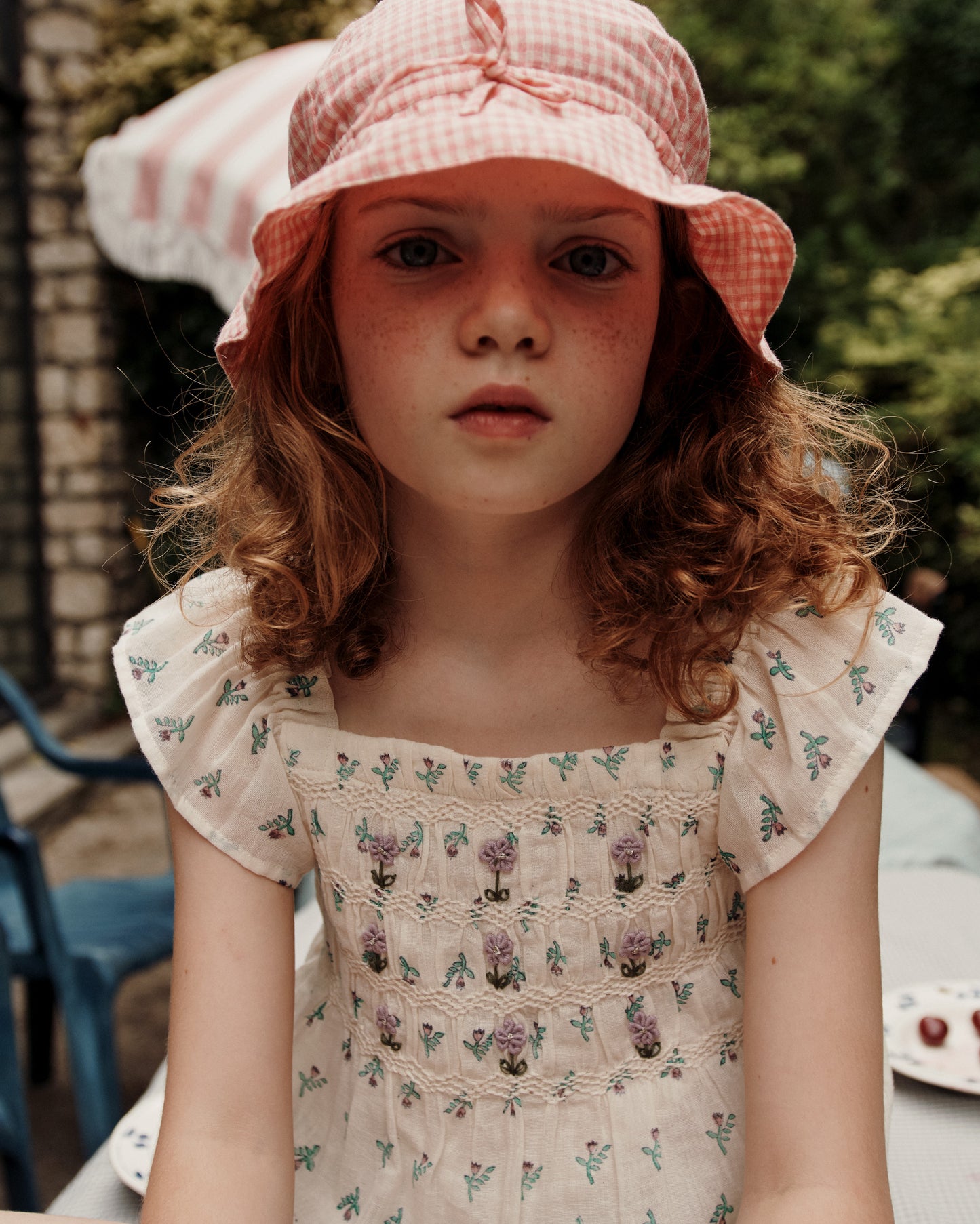 Chapeau coton vichy rose