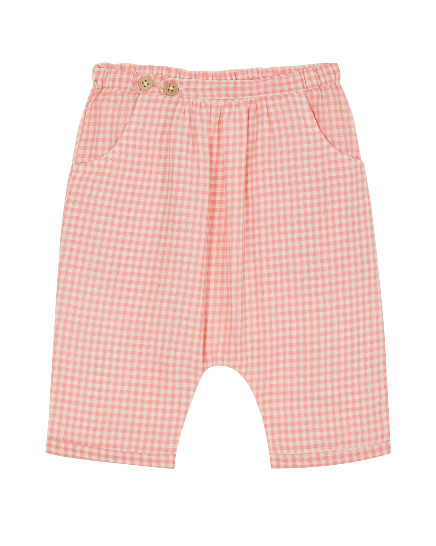 Pantalon coton vichy rose