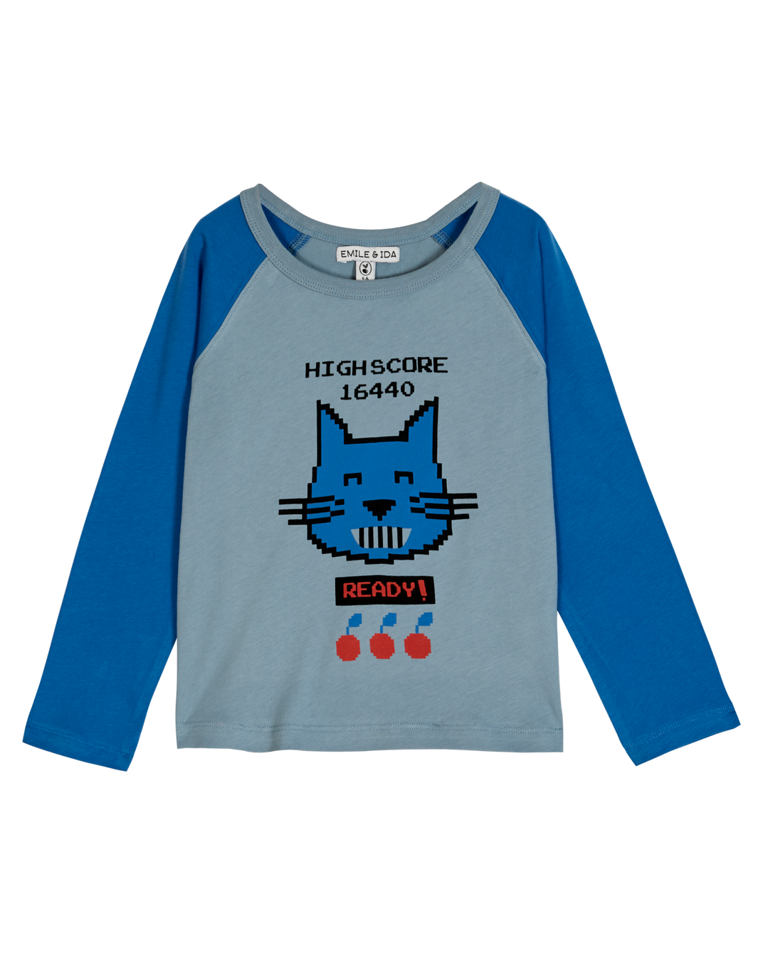 T-shirt bicolore coton bio bleu clair et bleu