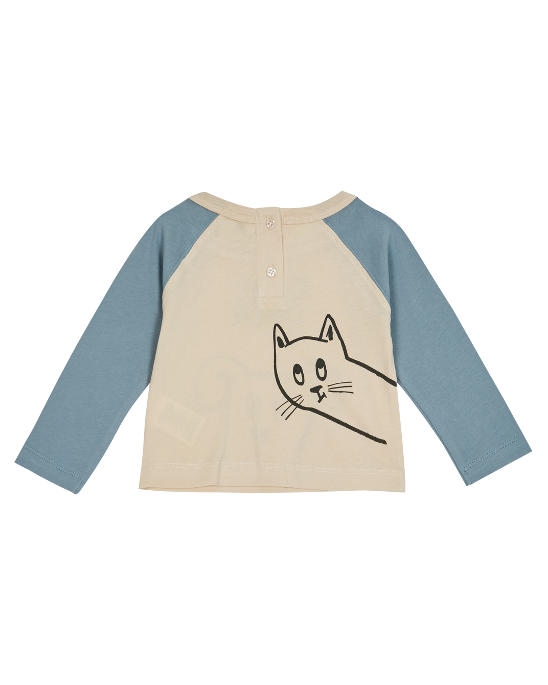 T-shirt bicolore coton bio écru et bleu