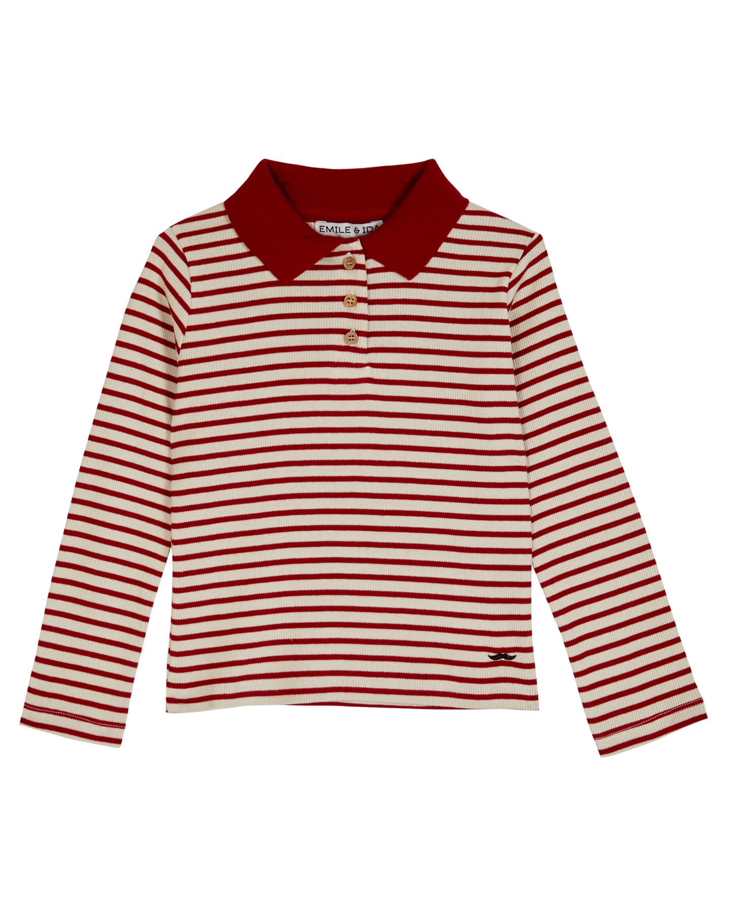 Polo rayures coton bio rouge et écru