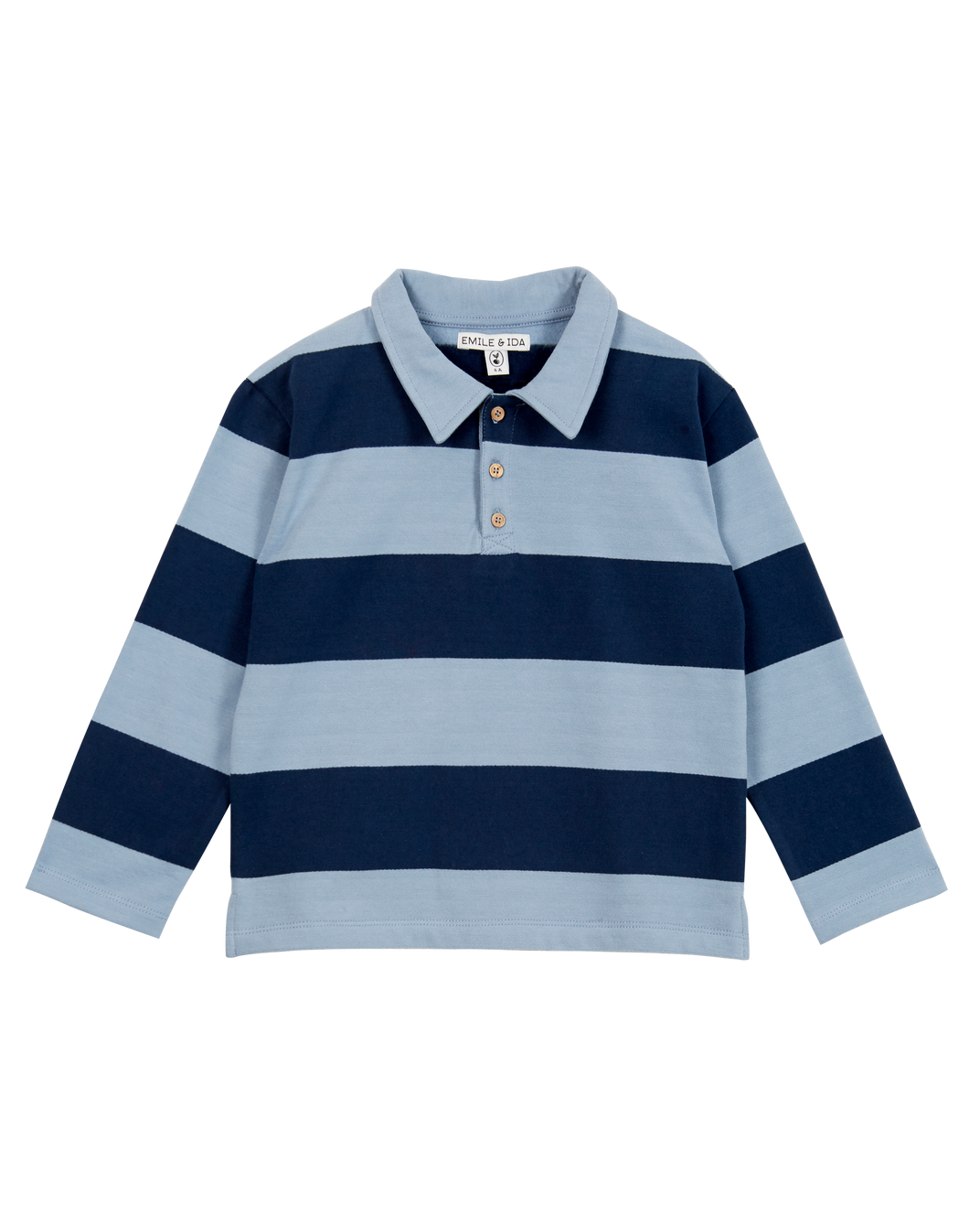 Polo rayures coton bio bleu