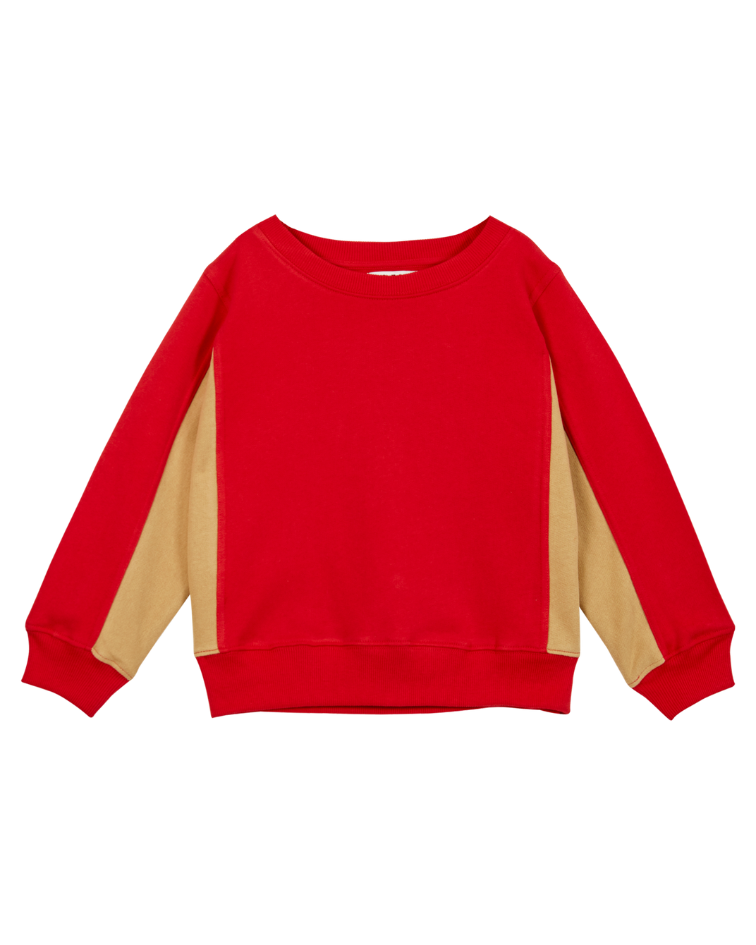 Sweat bicolore coton bio rouge et beige
