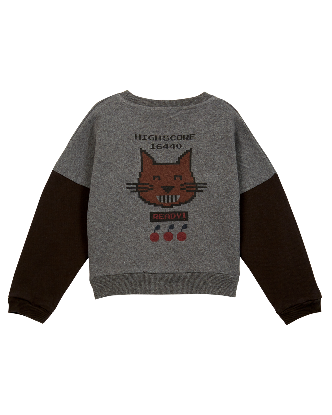 Sweat bicolore coton bio gris chiné foncé