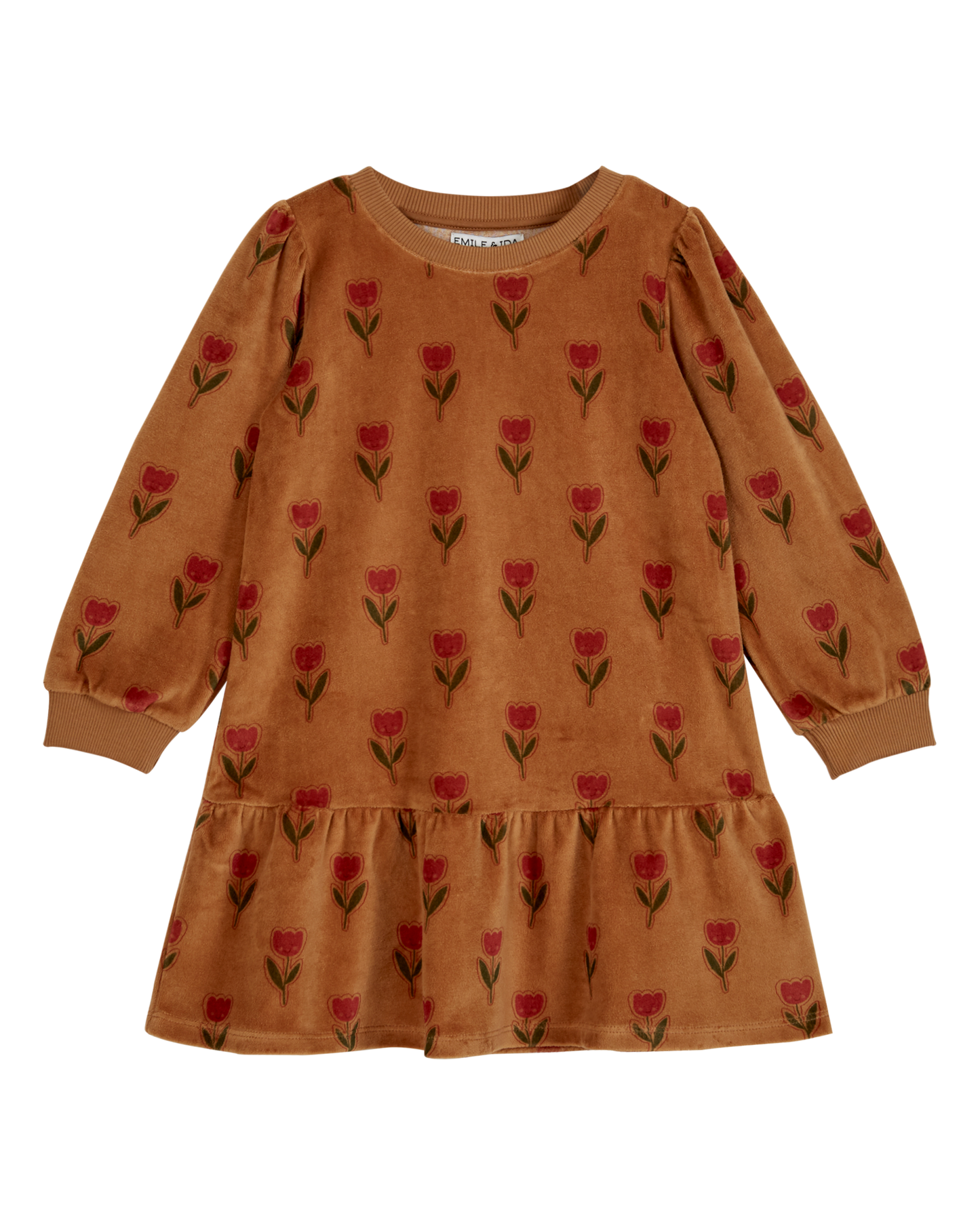 Robe velours tulipe joyeuse marron