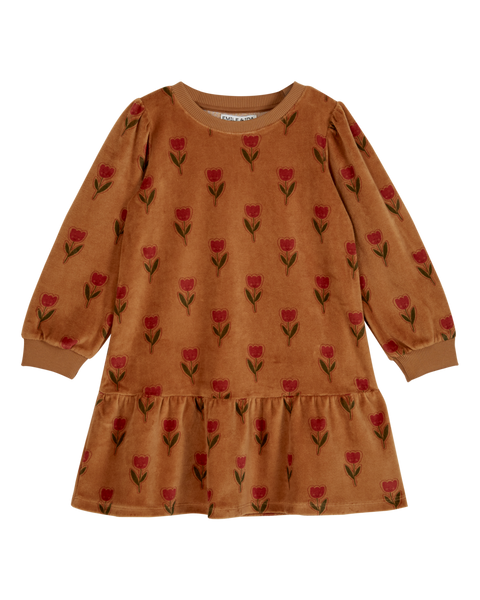 Robe velours tulipe joyeuse marron