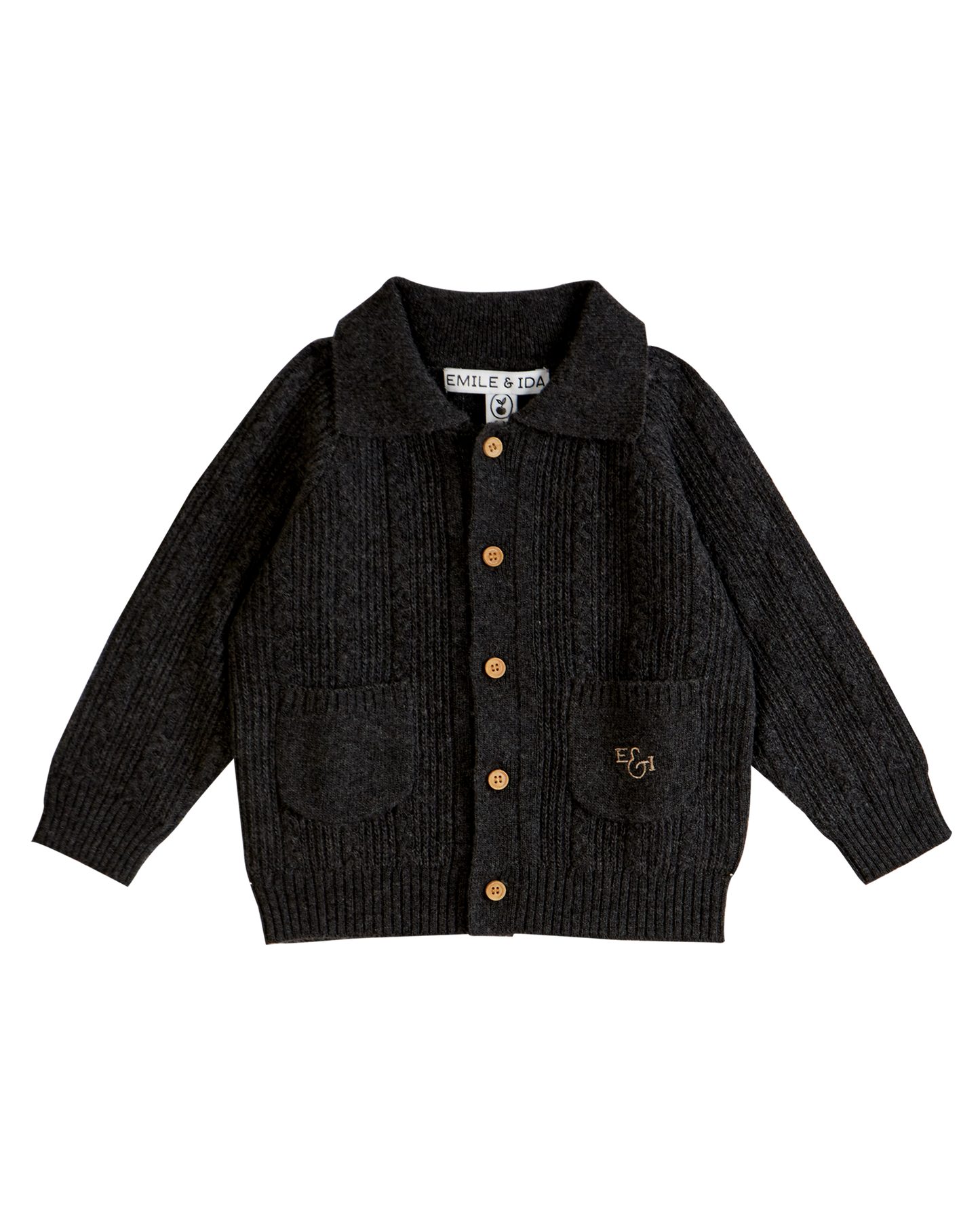 Cardigan cachemire et mérinos gris foncé